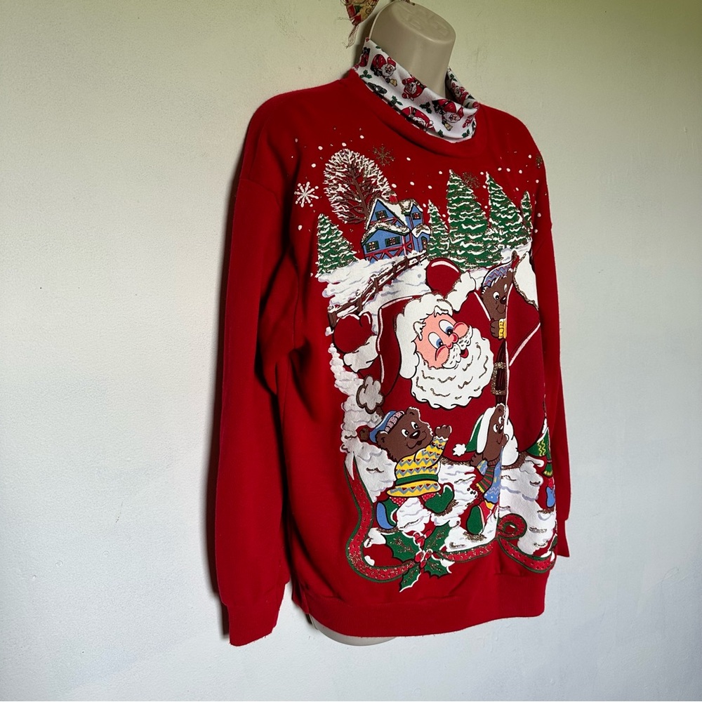 Vintage Santa Clause Bears Red Sweatshirt Large (B)